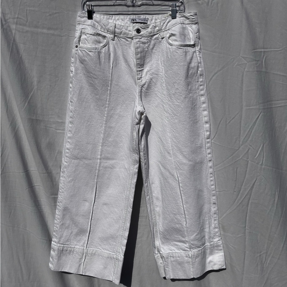 Zara Crisp White Denim Trousers